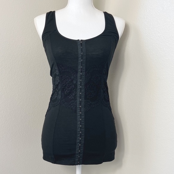Free People Tops - SOLD Free People Women’s Body Shaper Corset Style Black Lace Tank Top